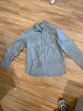 Eddie Bauer Heather Gray Lightweight Button-Up Shirt Jacket